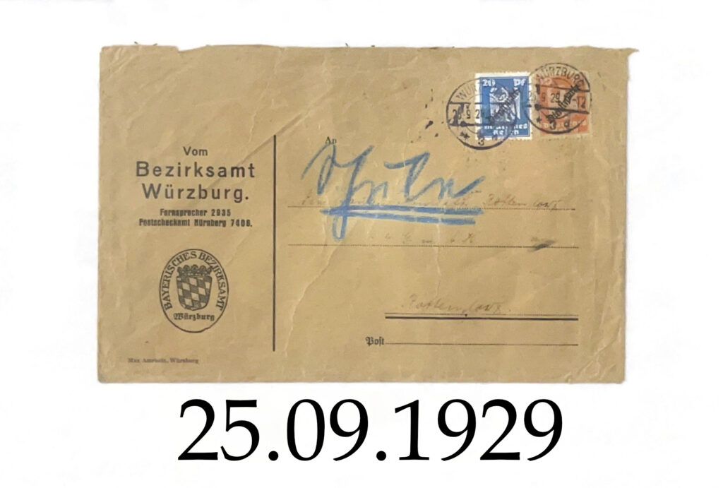 Fundstück alter Umschlag aus 1929 - gefertigt von Max Amrhein GmbH Würzburg