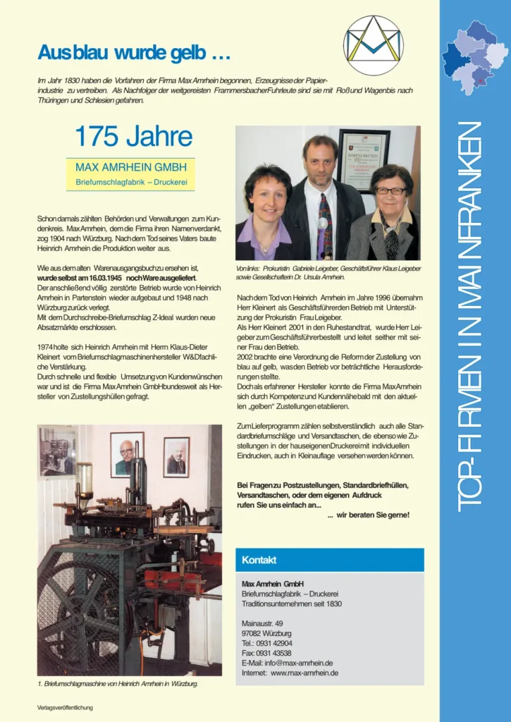 Top Firmen in Mainfranken - 175 Jahre Max Amrhein GmbH Würzburg